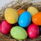 Image of some coloured eggs in a nest